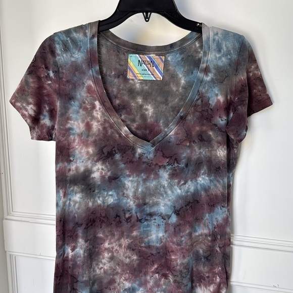 NATION LTD V Neck T SHIRT TIE DYE DRESS Size 3 Medium - Picture 1 of 7